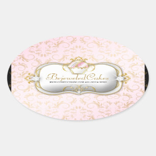 Adesivo Oval 311-Ciao Bella Bejeweled Cakes   Fundo rosa