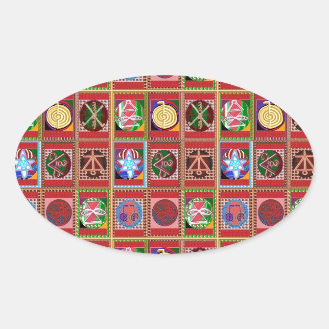 Adesivo Oval 3 Venda Karuna Reiki - Símbolo de Arte de Curar (Frente)