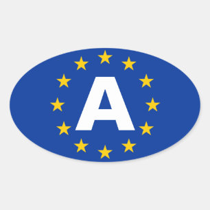 Adesivo Oval 4 Áustria "A" Bandeira da União Europeia