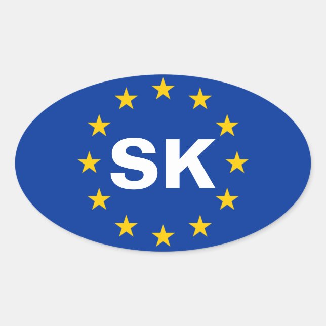 Adesivo Oval 4 Eslováquia "SK" União Europeia Bandeira (Frente)
