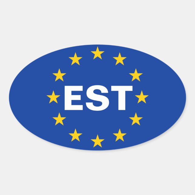 Adesivo Oval 4 Estônia "EST" Bandeira da União Europeia (Frente)