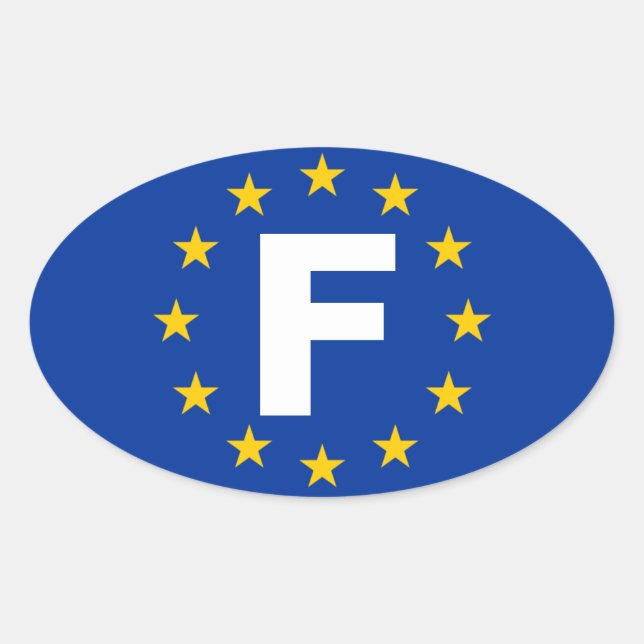 Adesivo Oval 4 França "F" União Europeia Bandeira (Frente)