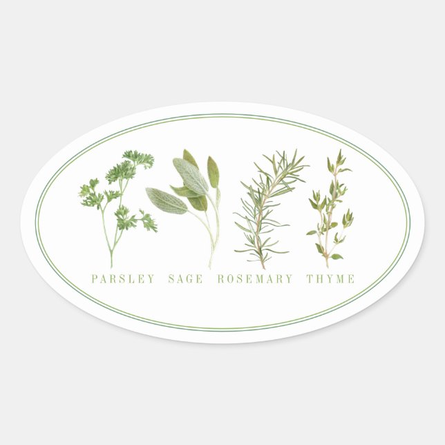Adesivo Oval 4 Vinhetas Oval FRESCAS DE HERBS (Frente)