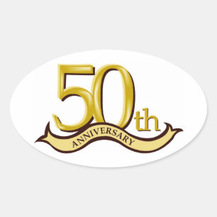 Adesivo Oval 50th presente personalizado do aniversário