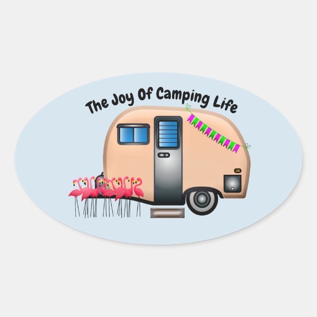 Adesivo Oval A Alegria de Camping Life (Frente)