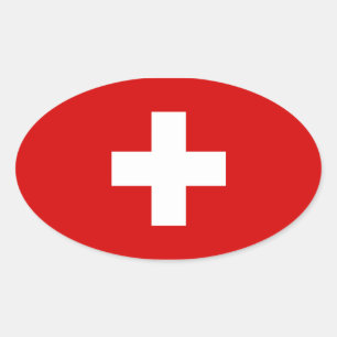 Adesivo Oval A bandeira da suiça