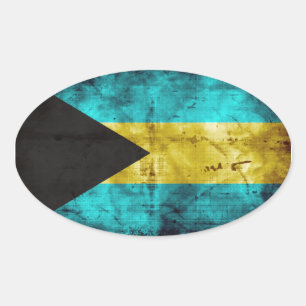 Adesivo Oval A bandeira de Bahamas