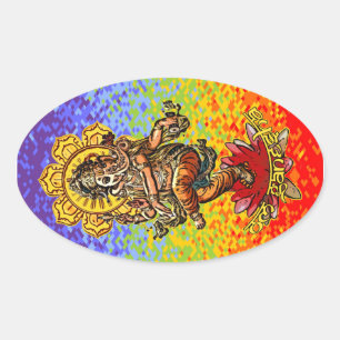 Adesivo Oval A DANÇA GANESHA chakren cores