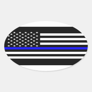 Adesivo Oval A decoração fina da bandeira americana de Blue