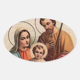 Adesivo Oval A família santamente - Jesus, Mary, e Joseph