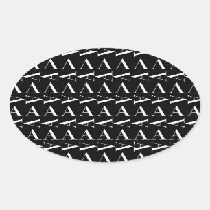 Adesivo Oval A letra inicial A do monograma, escolhe a cor do