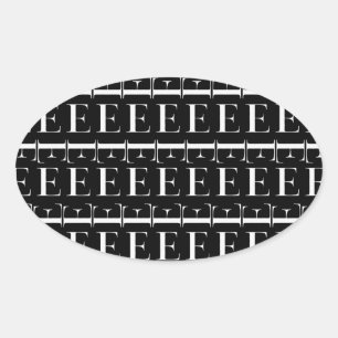 Adesivo Oval A letra inicial E do monograma, escolhe a cor do