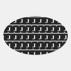 Adesivo Oval A letra inicial J do monograma, escolhe a cor do