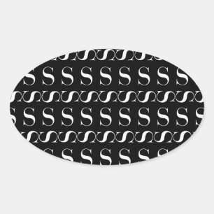 Adesivo Oval A letra inicial S do monograma, escolhe a cor do