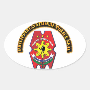 Adesivo Oval A polícia nacional filipino sela com texto