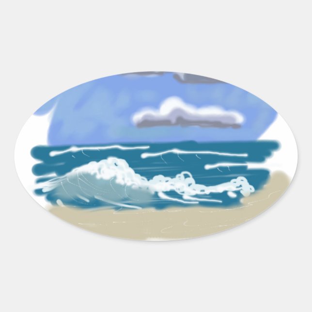 Adesivo Oval A vida é melhor na praia (Frente)