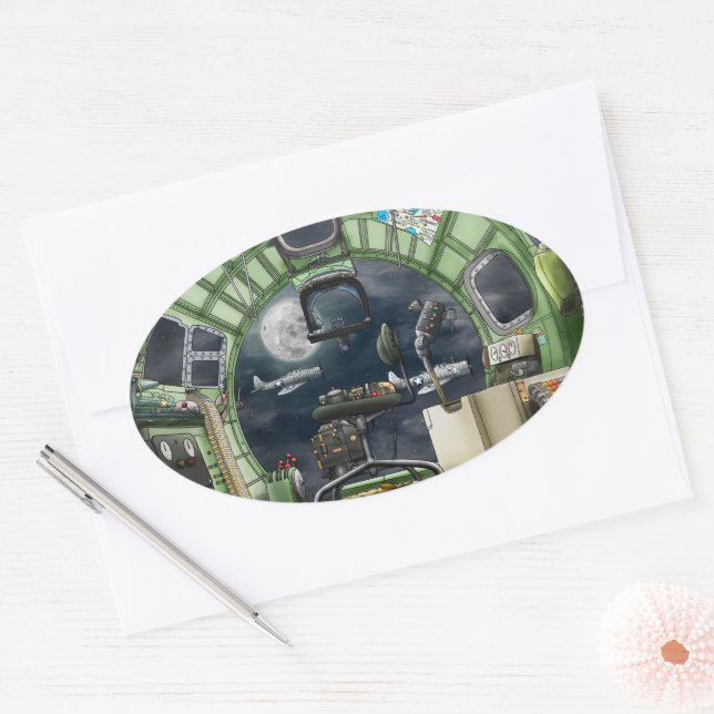 Adesivo Oval A visão do bombardeiro B-17 (Envelope)