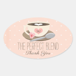 Adesivo Oval A Xícara De Café De Monograma Perfeita