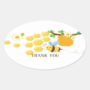 Adesivo Oval abelha, abelha de mel, pente de mel, autocolante
