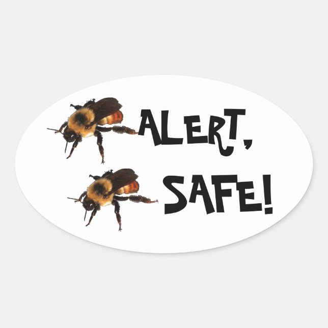Adesivo Oval Abelhas Alertas, Bee Safe! Abelhas de mel (Frente)