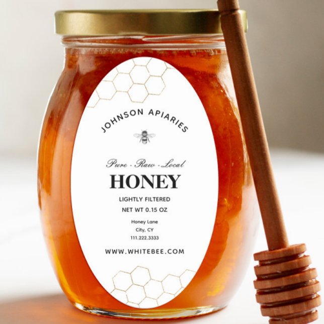 Adesivo Oval Abelhas De Mel Retro | Mel orgânico (Criador carregado)