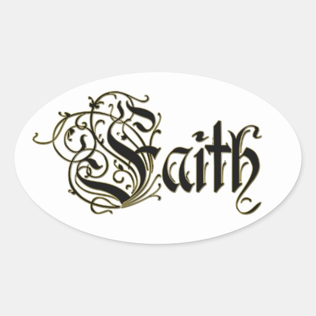 Adesivo Oval Abençoado ouro grato, fé cristã cruz jesus (Frente)