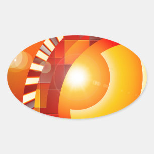 Adesivo Oval Abstracção geométrica ensolarada