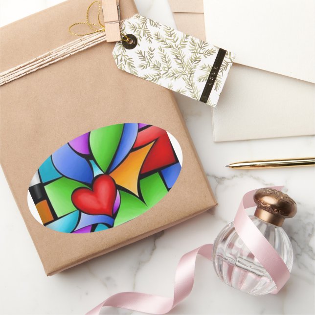 Adesivo Oval Abstrato (Presentear)