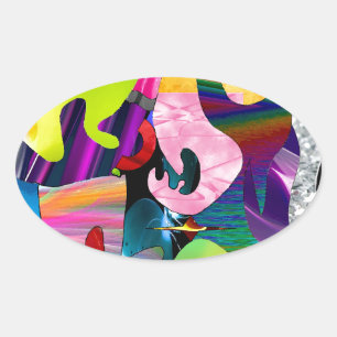 Adesivo Oval Abstrato Art
