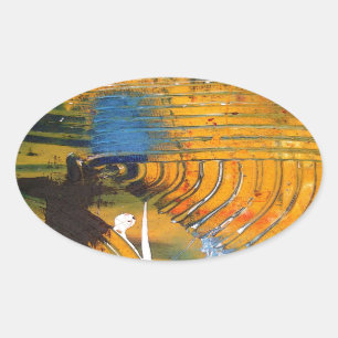 Adesivo Oval Abstrato Art