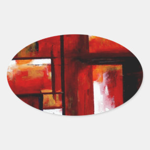 Adesivo Oval Abstrato Art