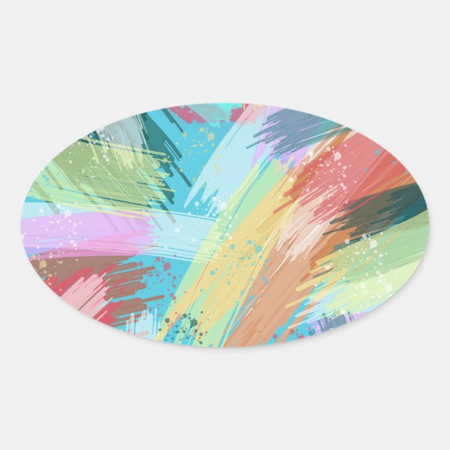 Adesivo Oval Abstrato Art Pastel (Frente)