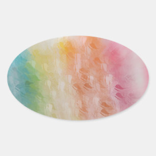 Adesivo Oval Abstrato Colorido Rosa Vermelho Amarelo Azul Branc