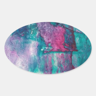 Adesivo Oval Abstrato com tinta com dispersão