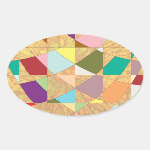Adesivo Oval Abstrato Cores Sun Burst