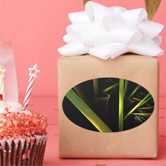 Adesivo Oval Abstrato de bambu (Festa)