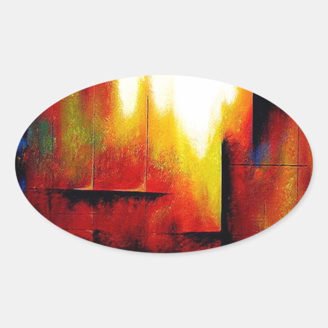 Adesivo Oval Abstrato Painting de Hizli (Frente)