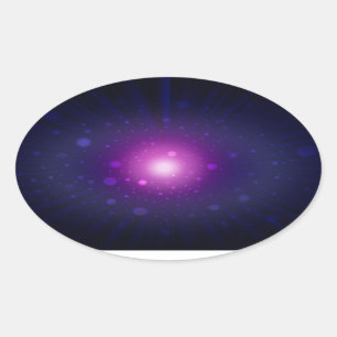 Adesivo Oval Abstrato roxo azul das estrelas da galáxia do