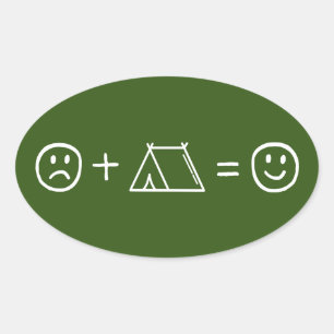 Adesivo Oval Acampamento te deixa feliz