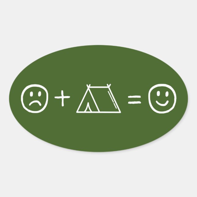 Adesivo Oval Acampamento te deixa feliz (Frente)