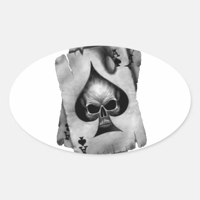 Adesivo Oval Ace de Espadas Crânio (Frente)