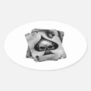 Adesivo Oval Ace de Espadas Crânio