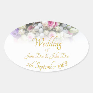 Adesivo Oval Acessórios de Casamento - Noiva com casamento col