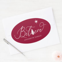 acredite no envelope decorativo de script elegante