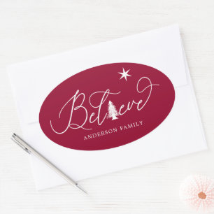 Adesivo Oval acredite no envelope decorativo de script elegante
