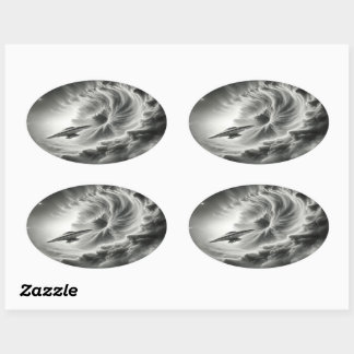 Adesivo Oval adereços espaciais