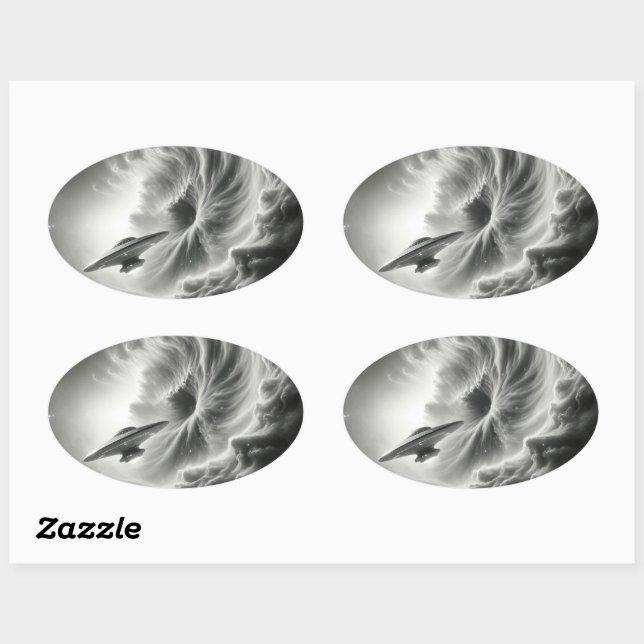 Adesivo Oval adestivos espaciais (Folha)