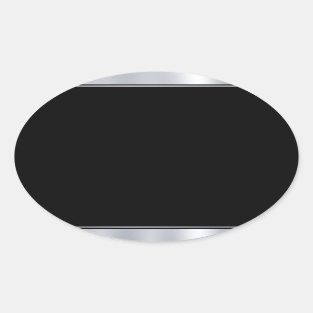 Adesivo Oval Adicione Seu Texto Modelo em Branco Falso Prata Pr (Frente)