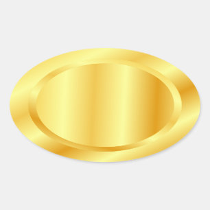 Adesivo Oval Adicione Seu Texto Monograma Dourado Falso Modelo 
