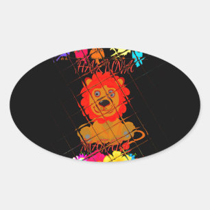 Adesivo Oval Adorável Baby Lion Art Design Motif